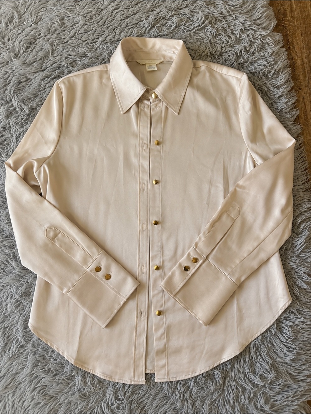 Men's Classic Long-Sleeve Button Shirt in Light Beige